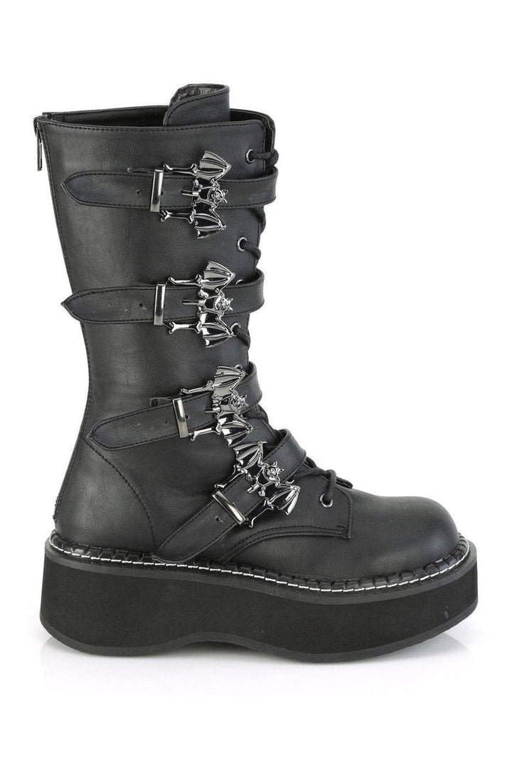 EMILY-322 Knee Boot | Black Faux Leather-Knee Boots-Demonia-SEXYSHOES.COM
