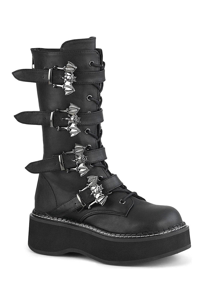 EMILY-322 Knee Boot | Black Faux Leather-Knee Boots-Demonia-SEXYSHOES.COM
