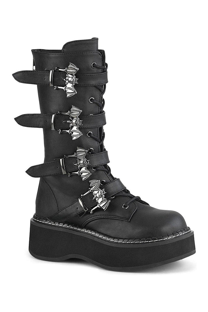 EMILY-322 Knee Boot | Black Faux Leather-Knee Boots-Demonia-SEXYSHOES.COM