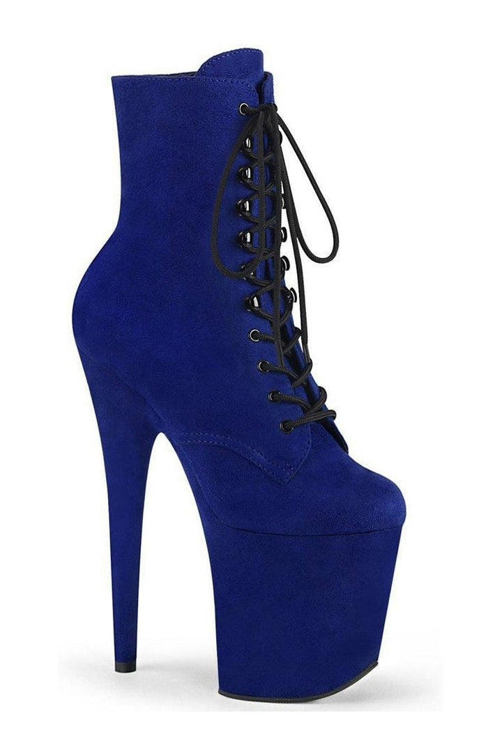Pleaser FLAMINGO-1020FS Ankle Boot in Blue Faux Suede from SexyShoes.com
