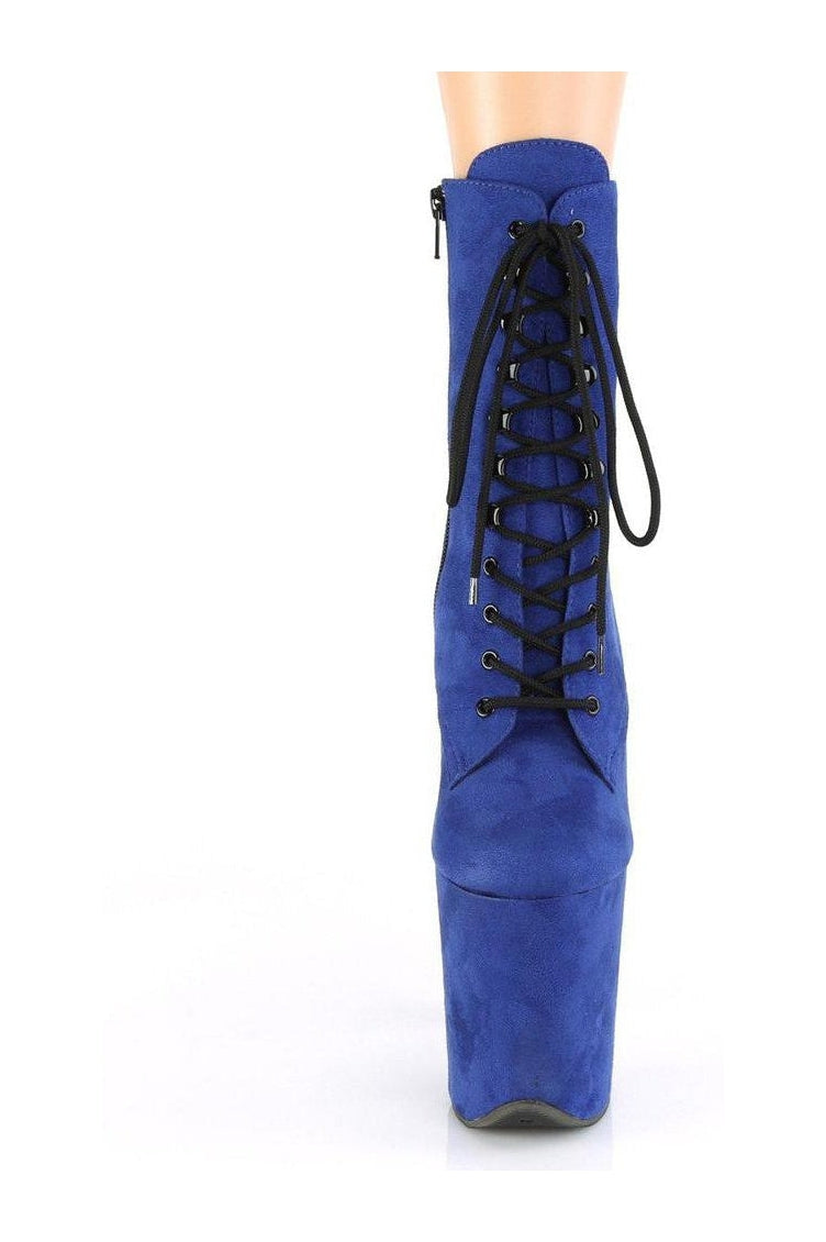 Pleaser FLAMINGO-1020FS Ankle Boot in Blue Faux Suede