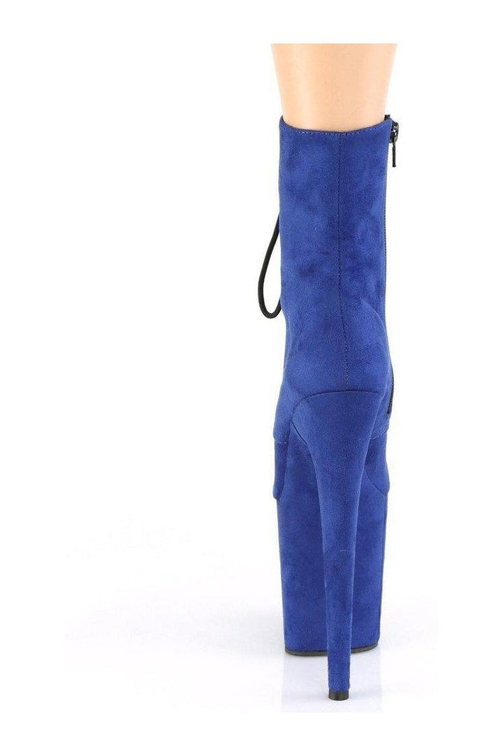 Pleaser FLAMINGO-1020FS Ankle Boot in Blue Faux Suede