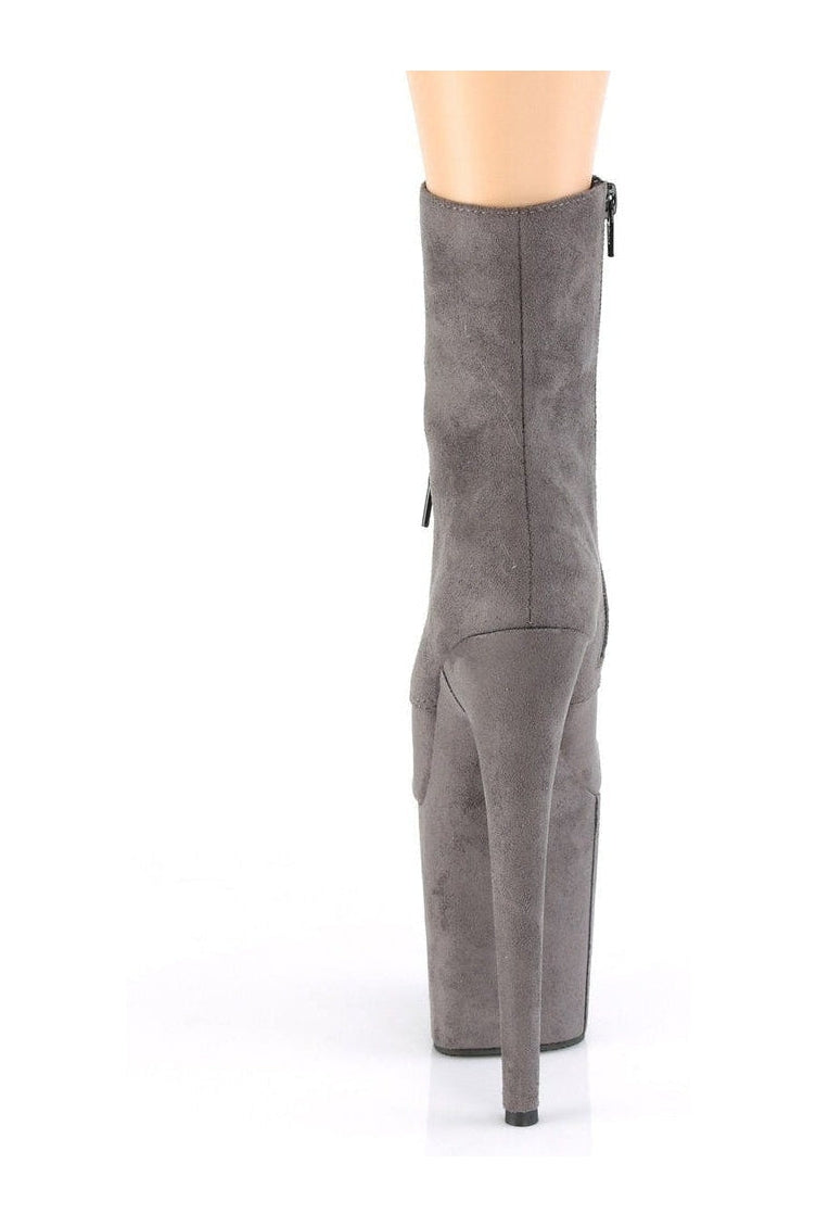 Pleaser FLAMINGO-1020FS Exotic Ankle Boot in Grey Faux Suede