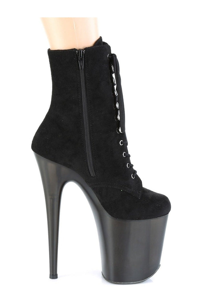 Pleaser FLAMINGO-1020FST Exotic Boot in Black Faux Suede