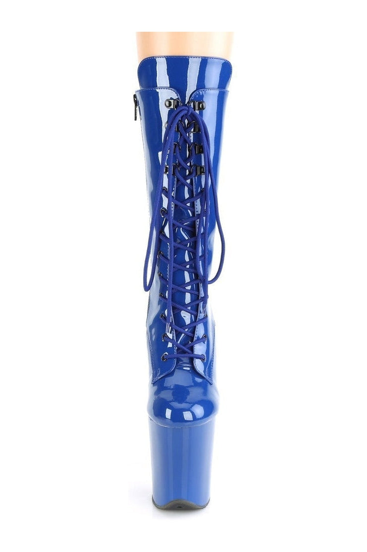 Pleaser FLAMINGO-1050 Exotic Boot in Blue Patent