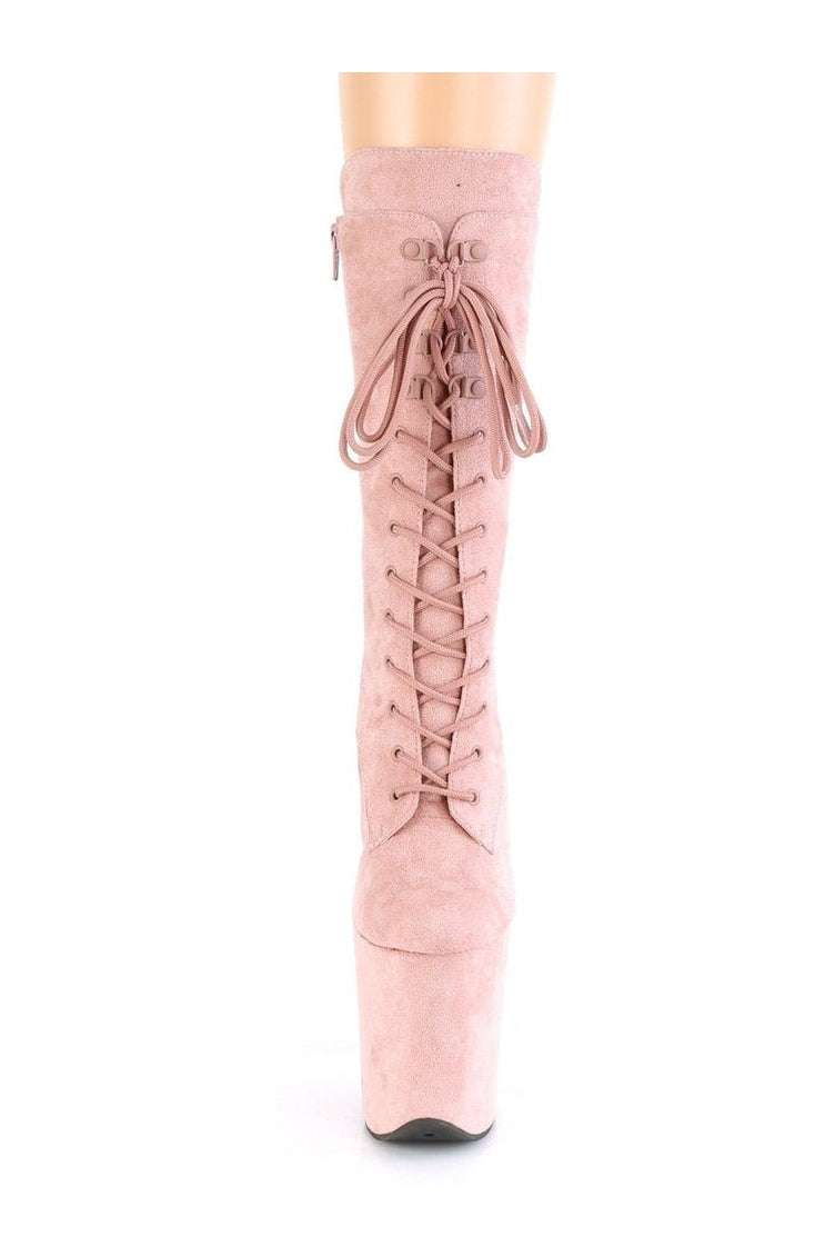 Pleaser FLAMINGO-1050FS Exotic Boot in RoseGold Faux Suede