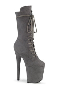 Pleaser FLAMINGO-1050FS Exotic Knee Boot in Grey Faux Suede from SexyShoes.com