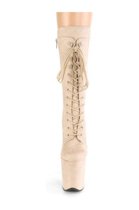 Pleaser FLAMINGO-1050FS Exotic Knee Boot in Bone Faux Suede