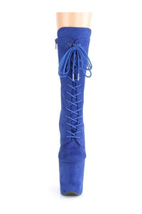 Pleaser FLAMINGO-1050FS Exotic Knee Boot in Blue Faux Suede