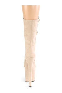 Pleaser FLAMINGO-1050FS Exotic Knee Boot in Bone Faux Suede