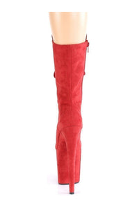 Pleaser FLAMINGO-1050FS Exotic Knee Boot in Red Faux Suede