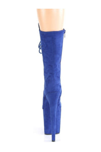 Pleaser FLAMINGO-1050FS Exotic Knee Boot in Blue Faux Suede