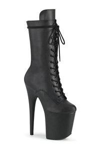 Pleaser FLAMINGO-1050WR Exotic Knee Boot in Black Faux Leather from SexyShoes.com