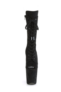 Pleaser FLAMINGO-1051FS Exotic Knee Boot in Black Faux Suede