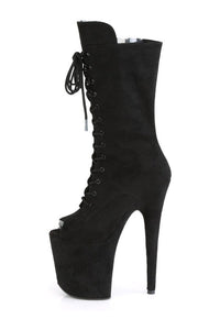 Pleaser FLAMINGO-1051FS Exotic Knee Boot in Black Faux Suede