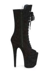 Pleaser FLAMINGO-1051FS Exotic Knee Boot in Black Faux Suede