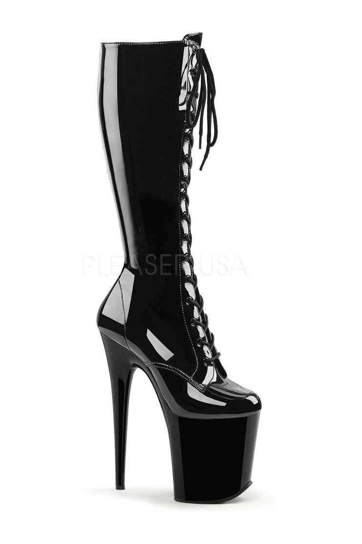 Pleaser Black Knee Boots Platform Stripper Shoes | Buy at Sexyshoes.com