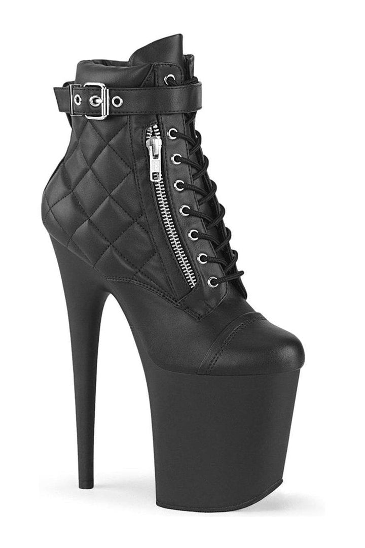 Pleaser FLAMINGO-800-05 Exotic Ankle Boot in Black Faux Leather from SexyShoes.com