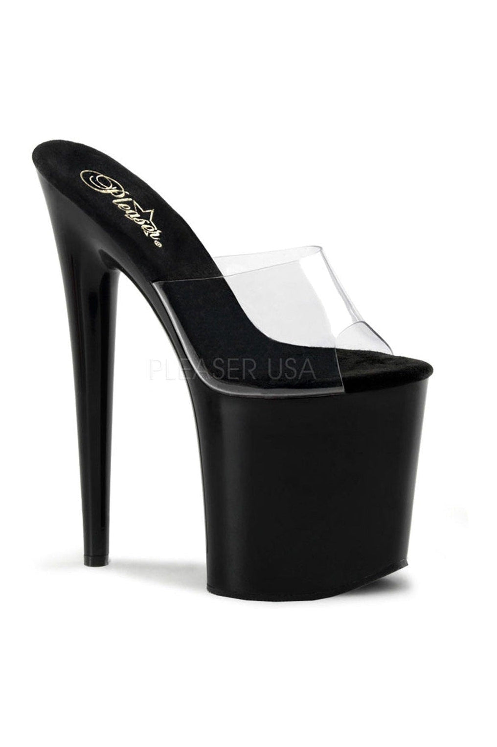 Pleaser Black Slides Platform Stripper Shoes | Buy at Sexyshoes.com