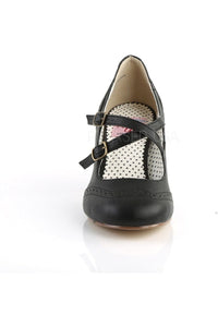 Pin Up Couture FLAPPER-35 Pump in Black Faux Leather