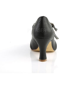 Pin Up Couture FLAPPER-35 Pump in Black Faux Leather