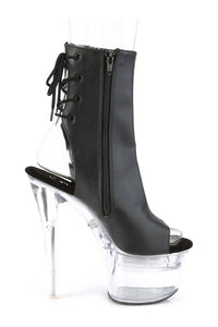 Pleaser FLASHDANCE-1018-7 Exotic Ankle Boot in Black Faux Leather