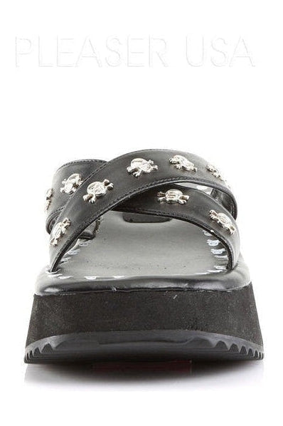FLIP-05 Sandal | Black Faux Leather-Demonia-Sandals-SEXYSHOES.COM