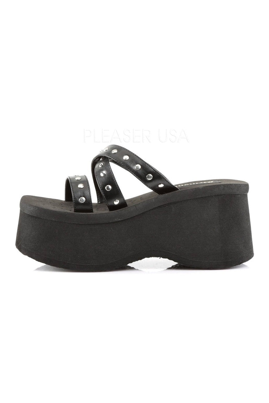 Demonia FUNN-19 Sandal in Black Faux Leather