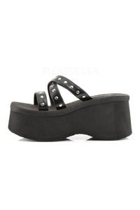 Demonia FUNN-19 Sandal in Black Faux Leather
