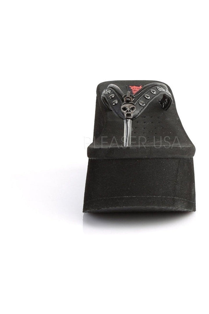 FUNN-33 Sandal | Black Faux Leather-Demonia-Sandals-SEXYSHOES.COM