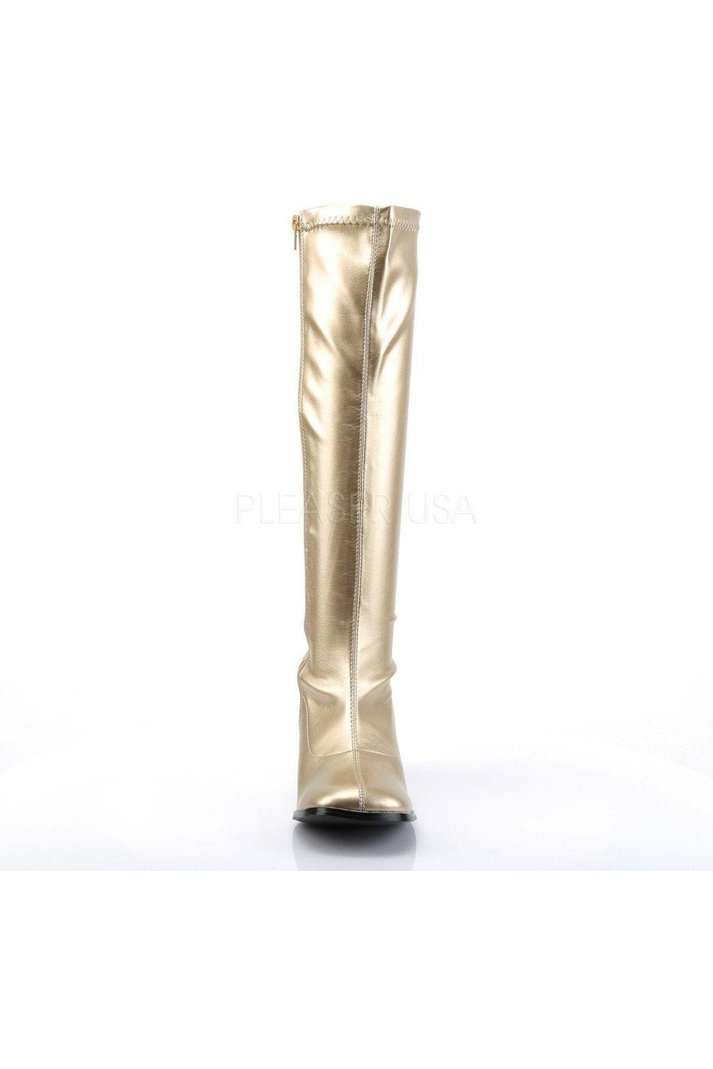 GOGO-300 Go Go Boot | Gold Faux Leather-Funtasma-Knee Boots-SEXYSHOES.COM