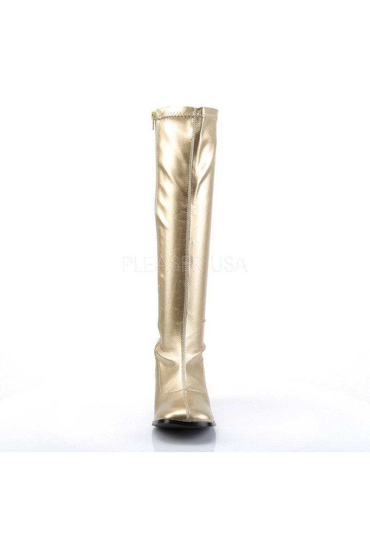 GOGO-300 Go Go Boot | Gold Faux Leather-Funtasma-Knee Boots-SEXYSHOES.COM