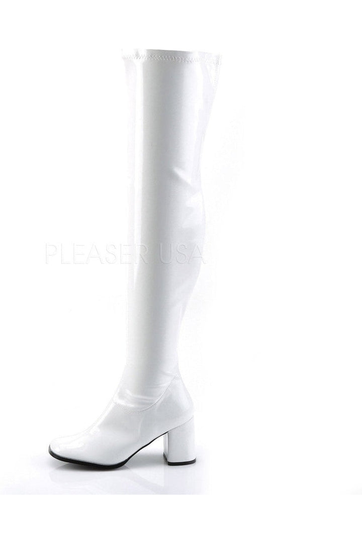 GOGO-3000 Go Go Boot | White Patent-Funtasma-Knee Boots-SEXYSHOES.COM