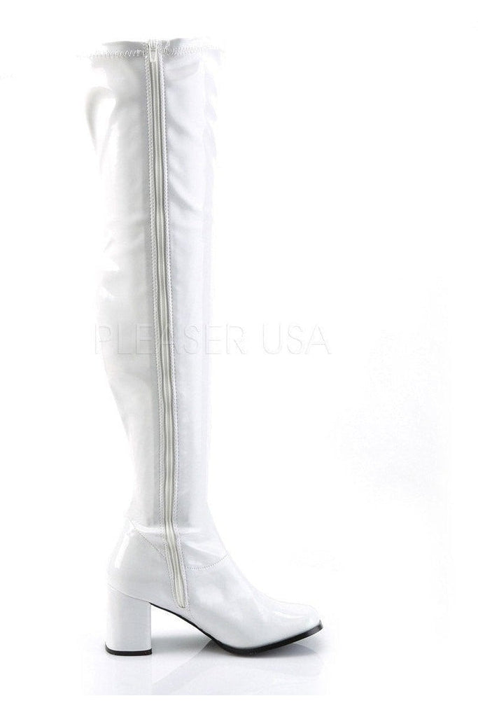 GOGO-3000 Go Go Boot | White Patent-Funtasma-Knee Boots-SEXYSHOES.COM