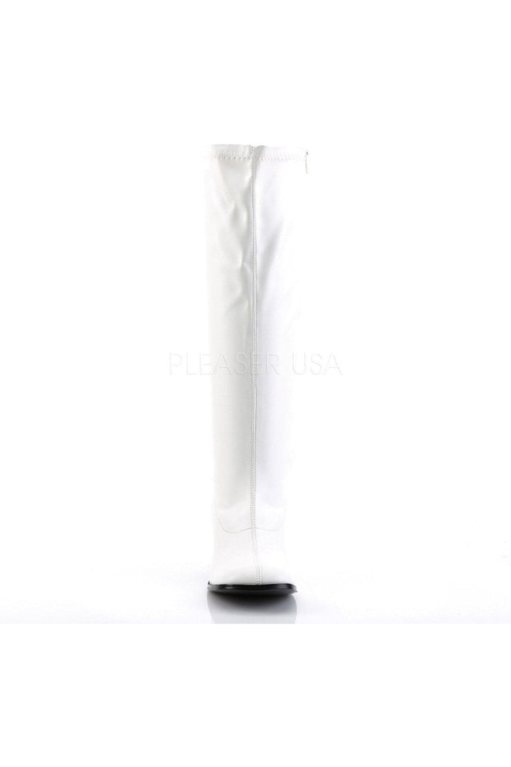 GOGO-300WC Go Go Boot | White Faux Leather-Funtasma-Knee Boots-SEXYSHOES.COM