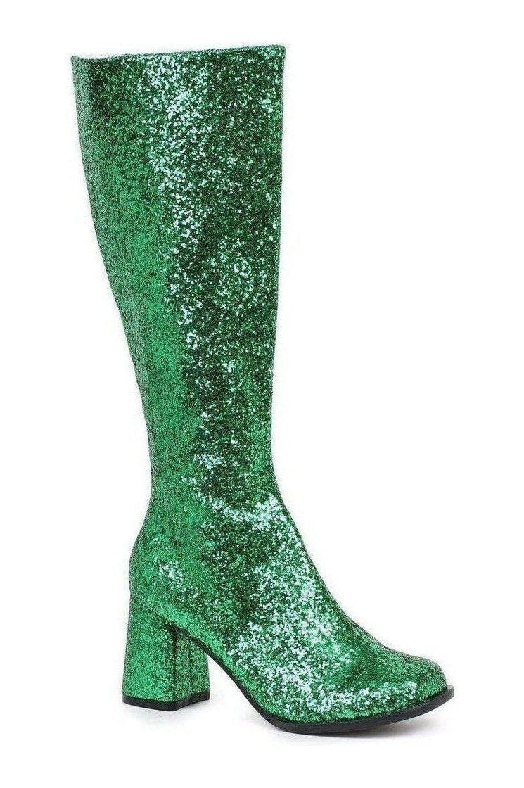 Ellie Shoes GOGO G Costume Boot in Green Glitter from SexyShoes.com