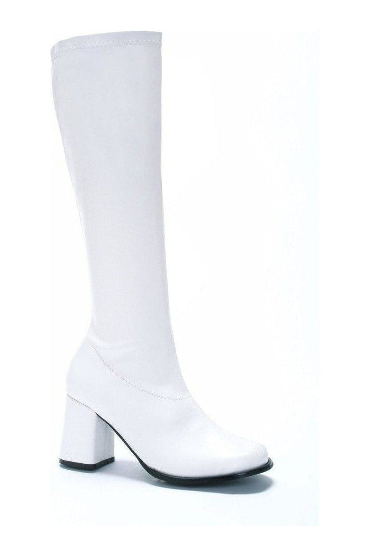 Ellie Shoes GOGO W Costume Boot in White Patent from SexyShoes.com