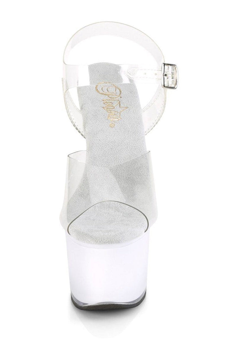 Pleaser ILLUMINATOR-708 Exotic Sandal in Clear Vinyl