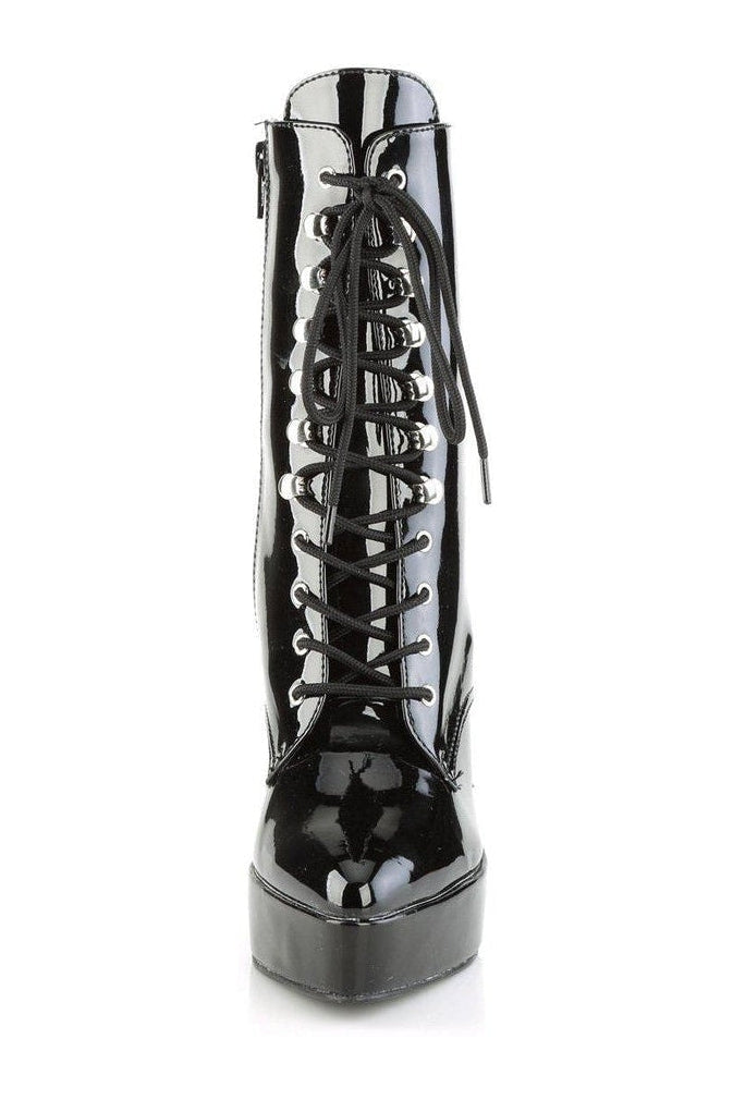 Devious INDULGE-1020 Ankle Boot in Black Patent