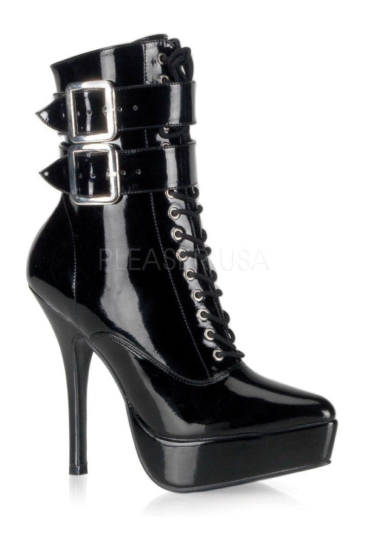 INDULGE-1026 Ankle Boot | Black Patent-Ankle Boots- Stripper Shoes at SEXYSHOES.COM