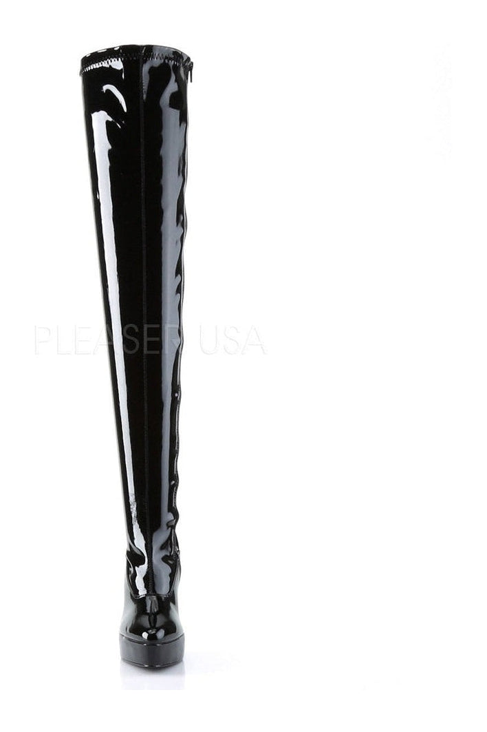 INDULGE-3063 Thigh Boot | Black Patent-Thigh Boots- Stripper Shoes at SEXYSHOES.COM