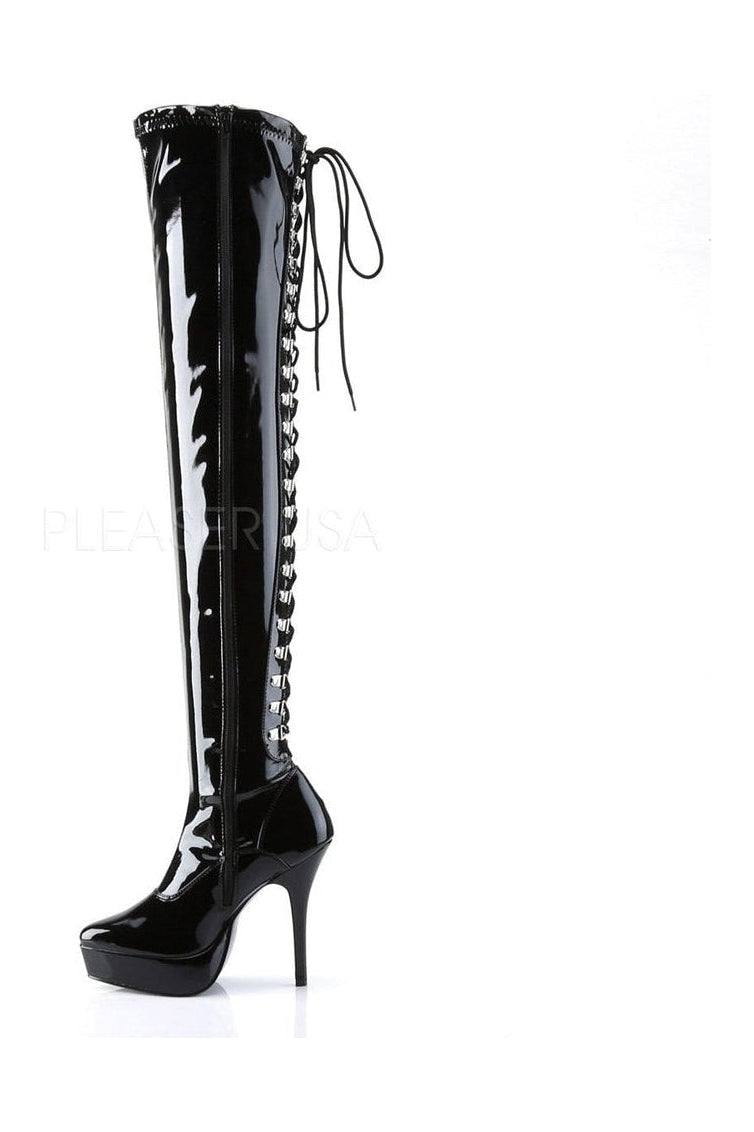 INDULGE-3063 Thigh Boot | Black Patent-Thigh Boots- Stripper Shoes at SEXYSHOES.COM