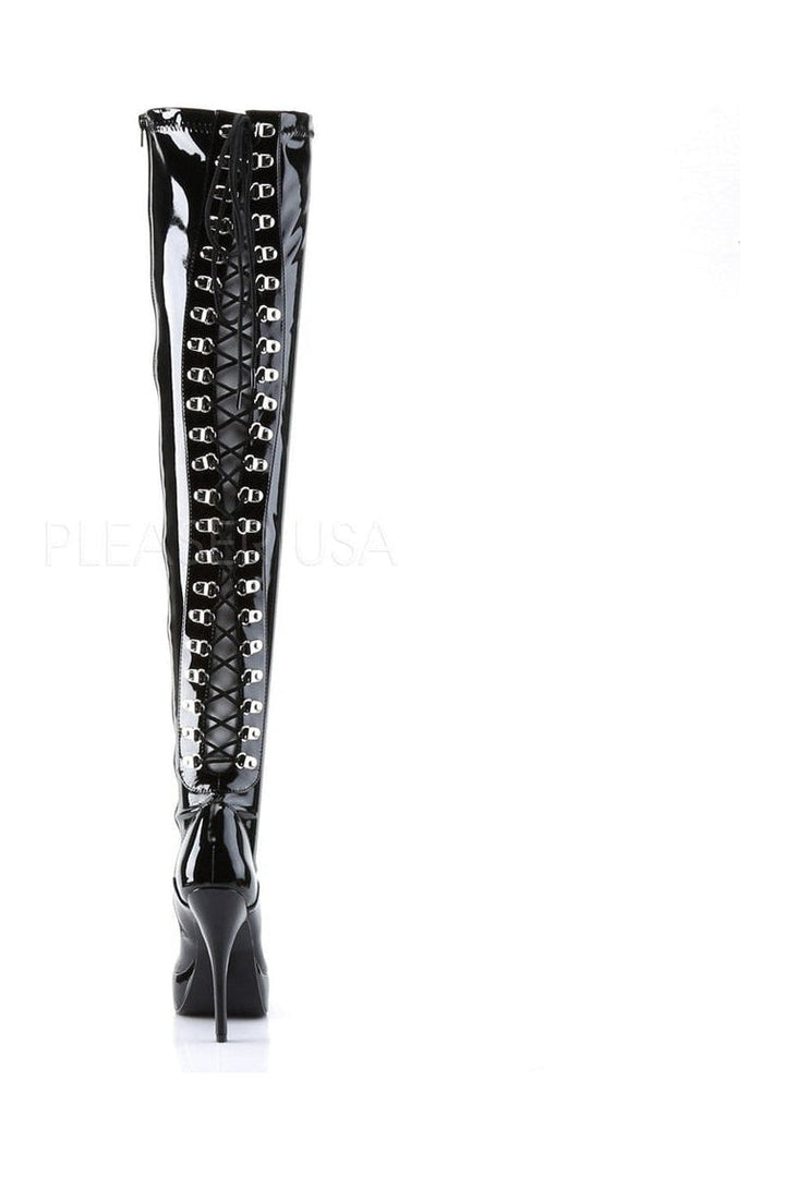 INDULGE-3063 Thigh Boot | Black Patent-Thigh Boots- Stripper Shoes at SEXYSHOES.COM