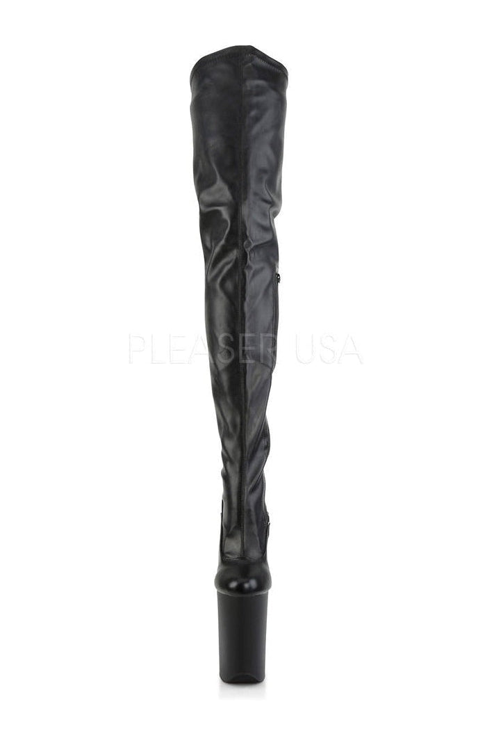 INFINITY-4000 Platform Boot | Black Faux Leather-Thigh Boots- Stripper Shoes at SEXYSHOES.COM