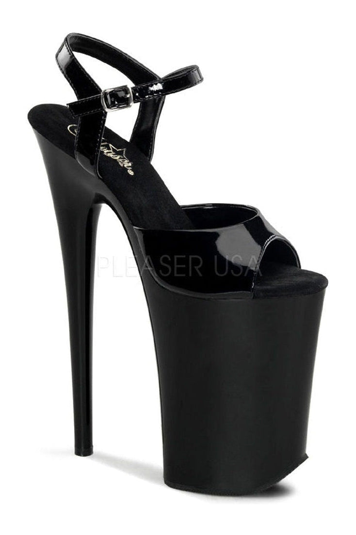 INFINITY-909 Platform Sandal | Black Patent-Sandals- Stripper Shoes at SEXYSHOES.COM
