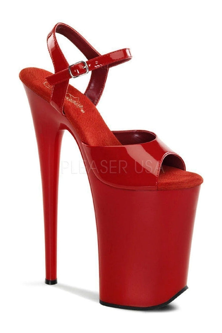 INFINITY-909 Platform Sandal | Red Patent-Sandals- Stripper Shoes at SEXYSHOES.COM