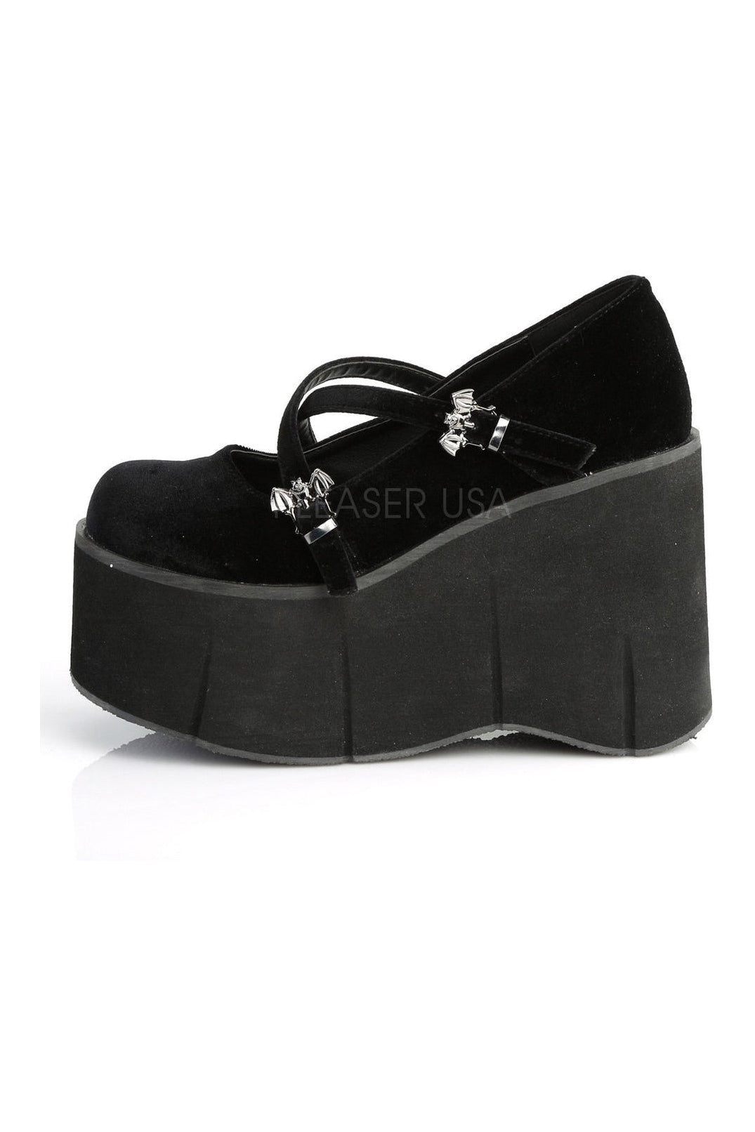 KERA-10 Demonia Shoe | Black Velvet-Demonia-Mary Janes-SEXYSHOES.COM