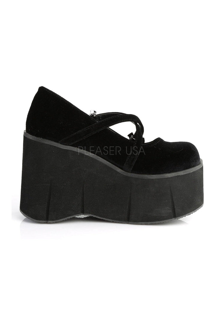 KERA-10 Demonia Shoe | Black Velvet-Demonia-Mary Janes-SEXYSHOES.COM