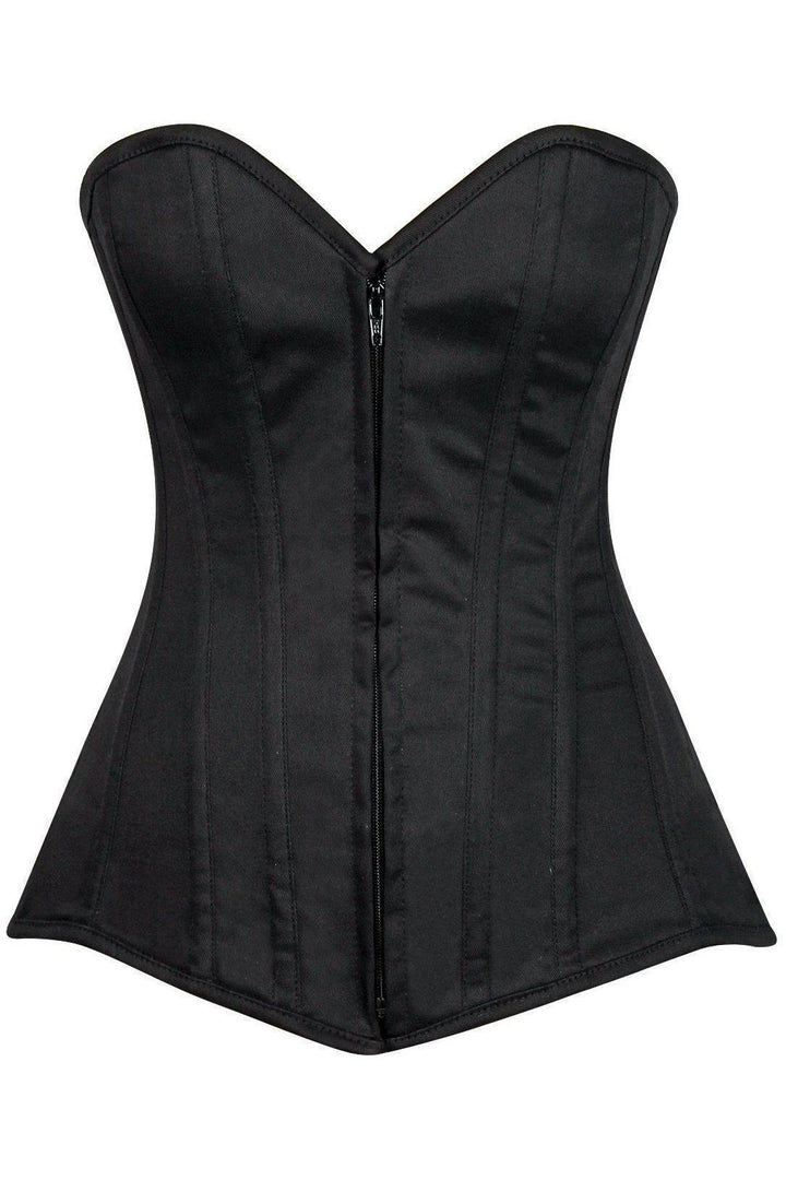 Lavish Black Cotton Overbust Corset-Daisy Corsets-SEXYSHOES.COM