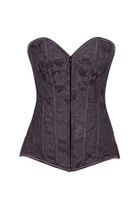 Lavish Dark Grey Lace Overbust Corset with Zipper-Daisy Corsets-SEXYSHOES.COM